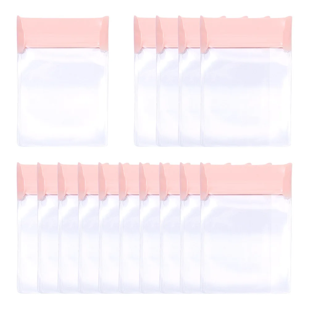 

15Pcs Rectangle EVA Zip Lock Bags Resealable Packaging Bags Self Seal Bag Clear & Pink Color Jewelry Packaging Container Bag
