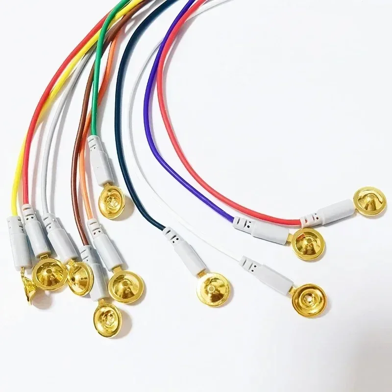 For 10PCS EEG Brain Conductance Wire 10 Lead Gold-plated Disc Mounted Electrode Wire