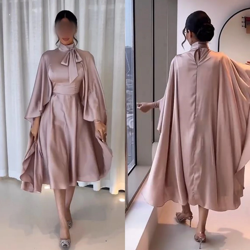 Customized Jiayigong  Chiffon Draped Ruffles Birthday A-line High Collar Bespoke Occasion Gown Midi Dresses