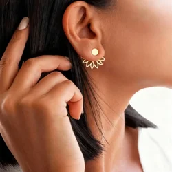 1 pair of minimalist retro style hollowed out petals with earrings hanging on the back, fashionable and personalized for women,