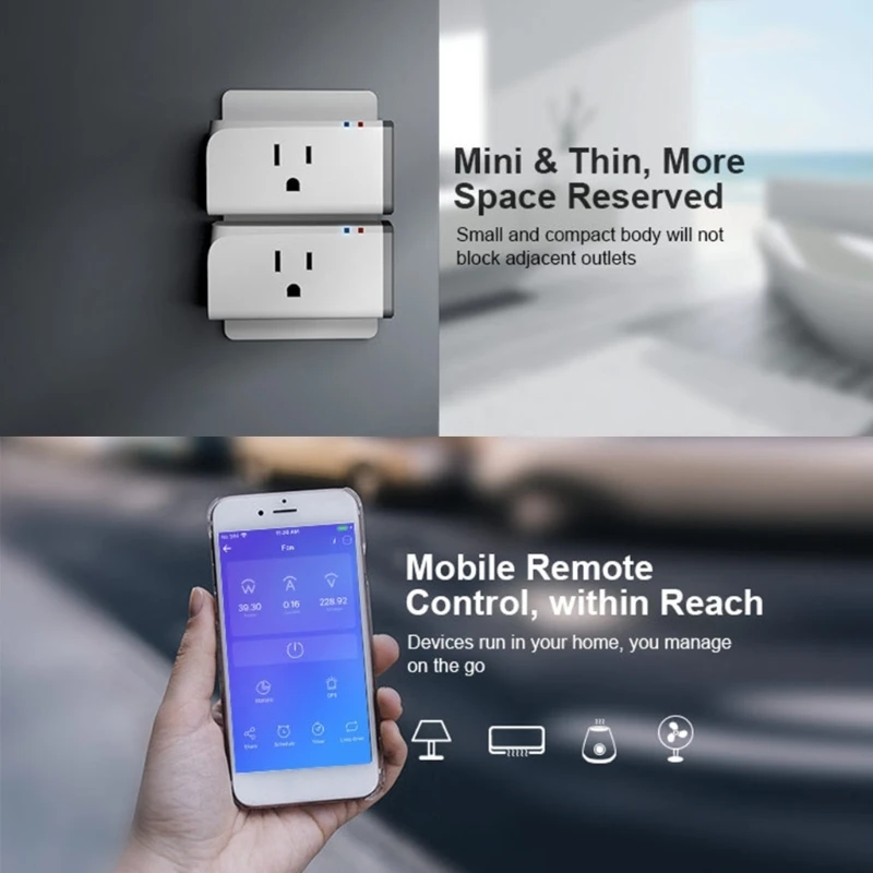 Smart Remote Control Power Sockets with Timer & Energy Monitoring Remote Timer Socket for US Standard Devices Appliances K1KF