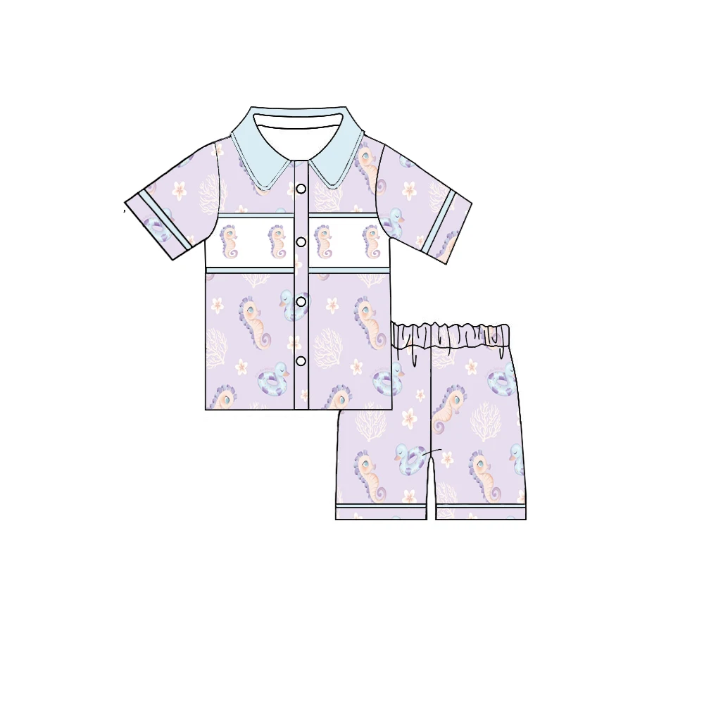 

Wholesale boutique children's clothing purple cartoon animal tops pajamas set Sibling Set toddler boy girl clothes