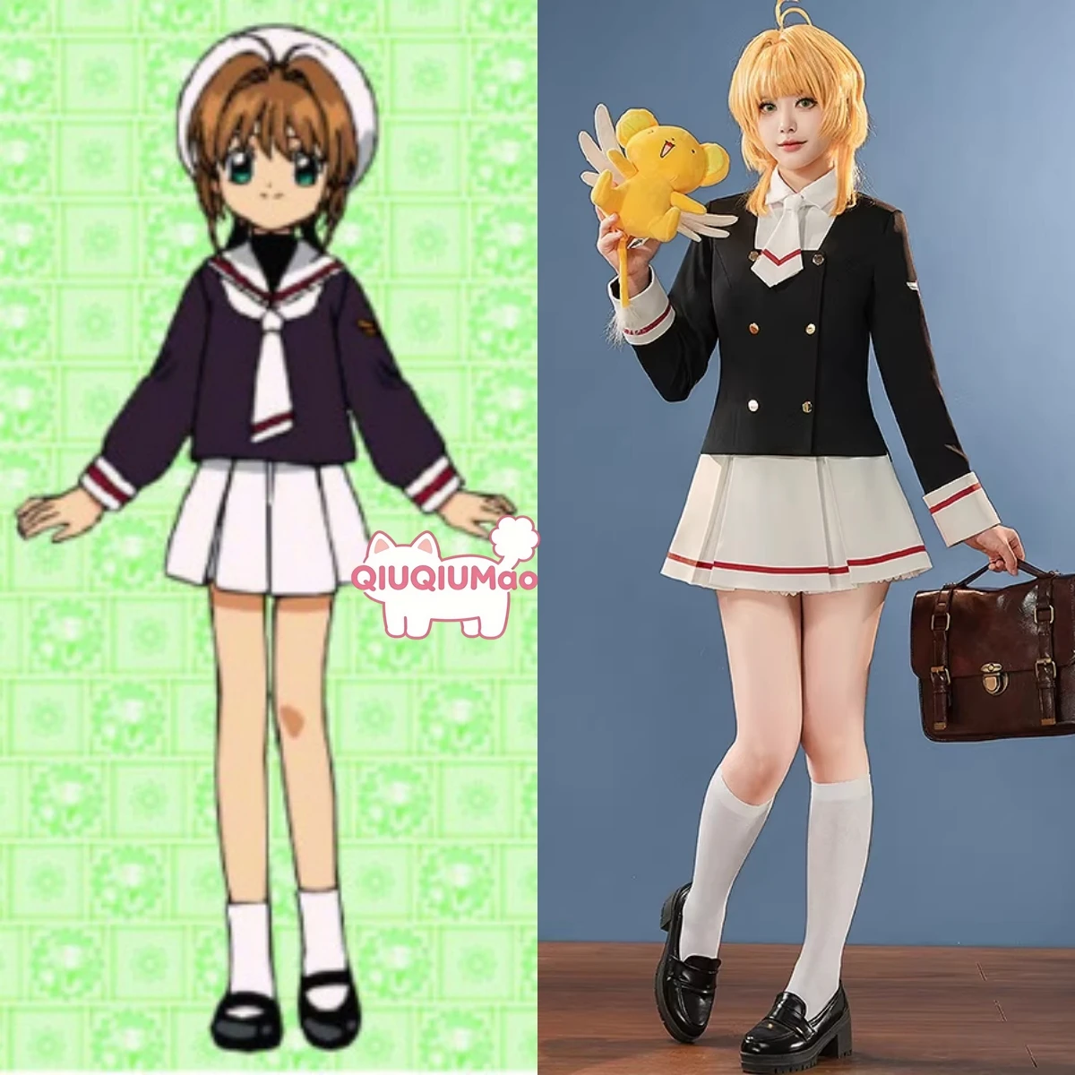 

Hot Cardcaptor Sakura Cosplay Costume Anime Sakura Kinomoto Role Playing JK Middle School Uniform Outfit Women Comic Con Party
