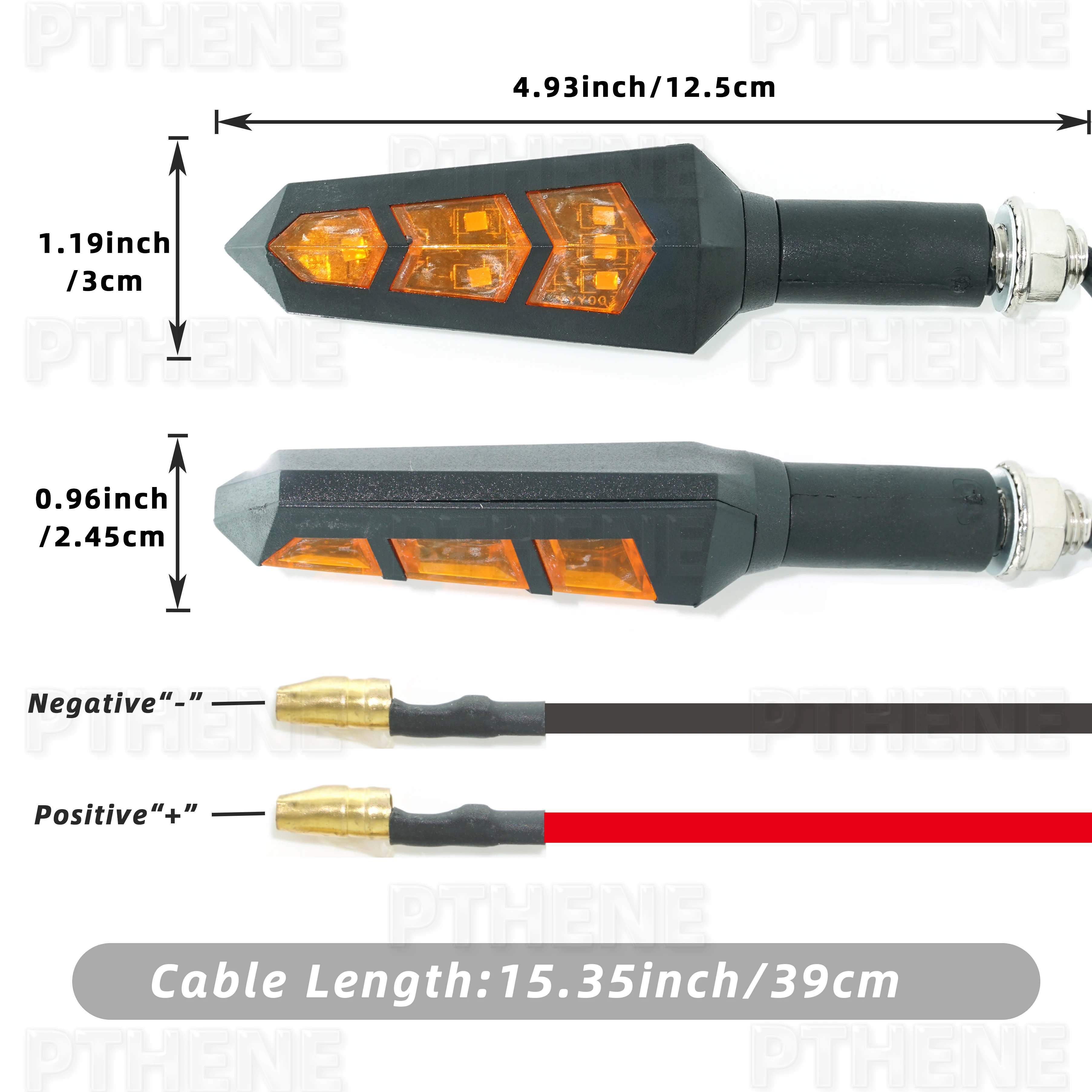 Pthene 36V 48V 52V 60V Electric E Motorcycle Scooter Bike Arrow LED Turn Signal Light Flasher Blinker Lamp Indicator Accessories