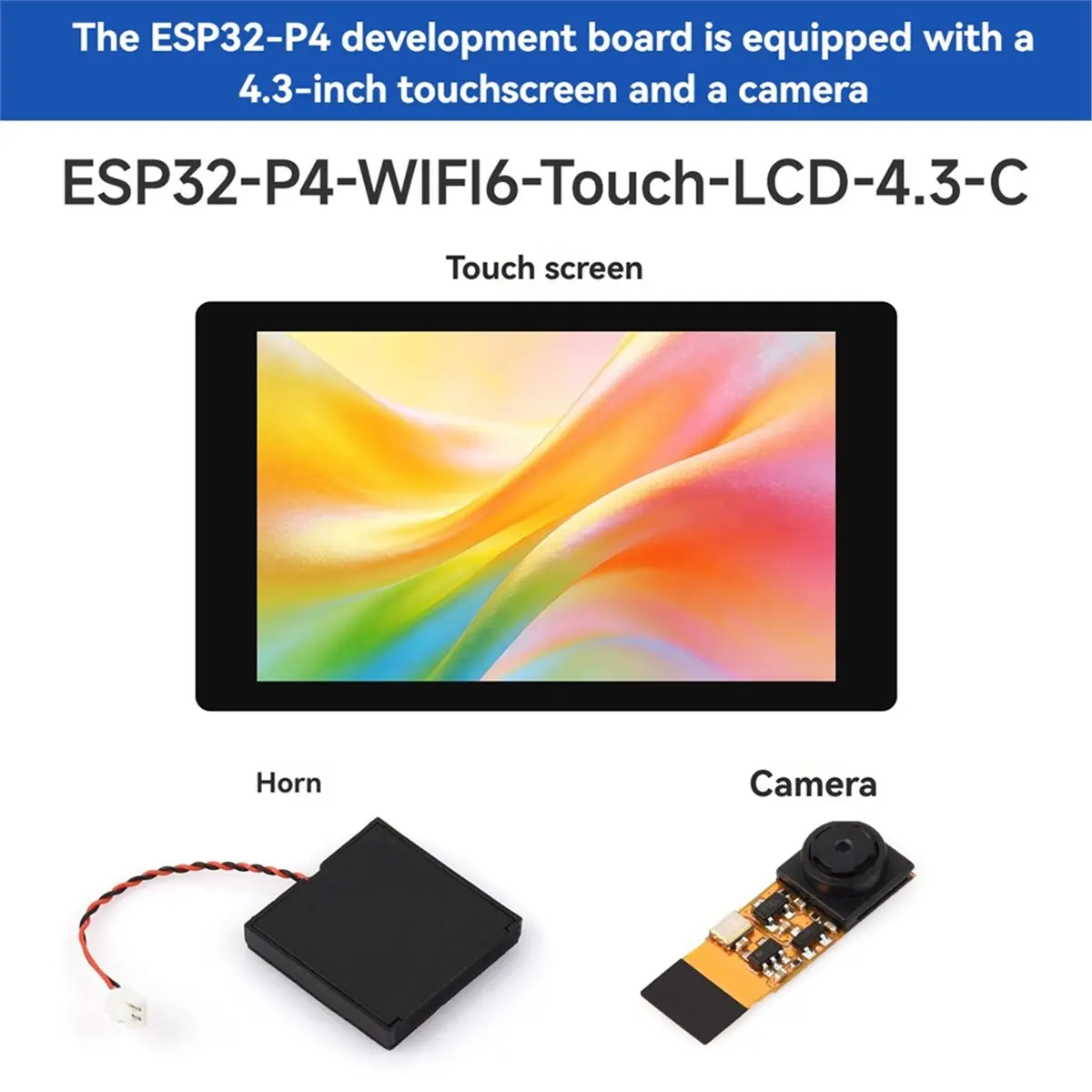 new(A67I) -P4-WIFI6 4.3inch Development Board, 480 X 800 Resolution, 5-Point Touch, Wi-Fi 6 and BLE 5, with OV5647 Camera