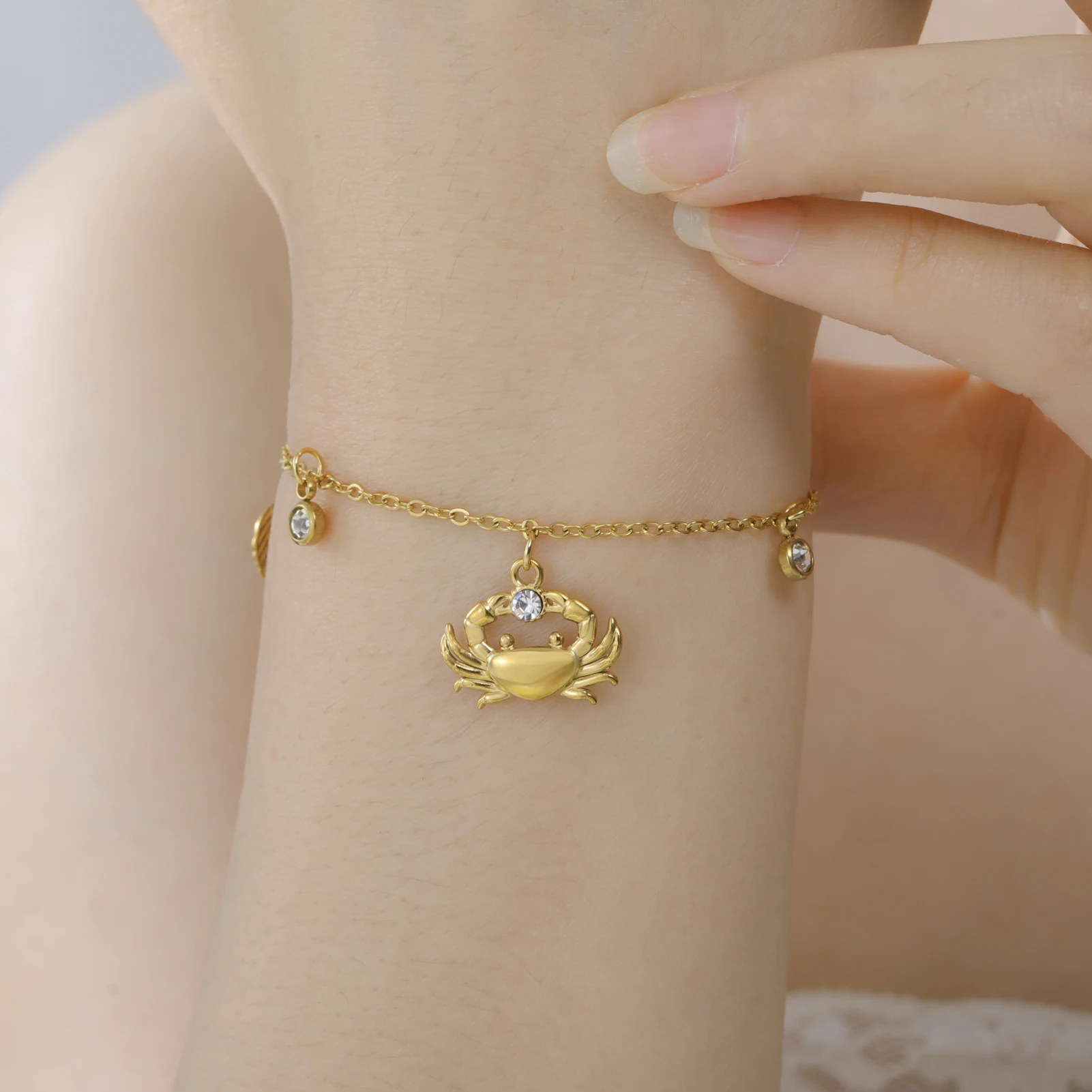 COOLTIME Mode Seestern Krabben Shell Anhänger Armband Edelstahl Boho Sommer Strand Armband Schmuck Geschenk Großhandel – Detail 14