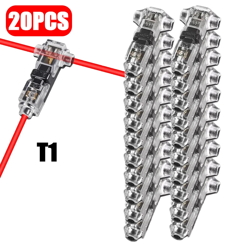 10-50PCS Laagspanningsdraad splice connectoren Snelle Soldeerloze T Tap Connector 1/2 Pins Rock Solid Connector voor 24-20 AWG Kabel