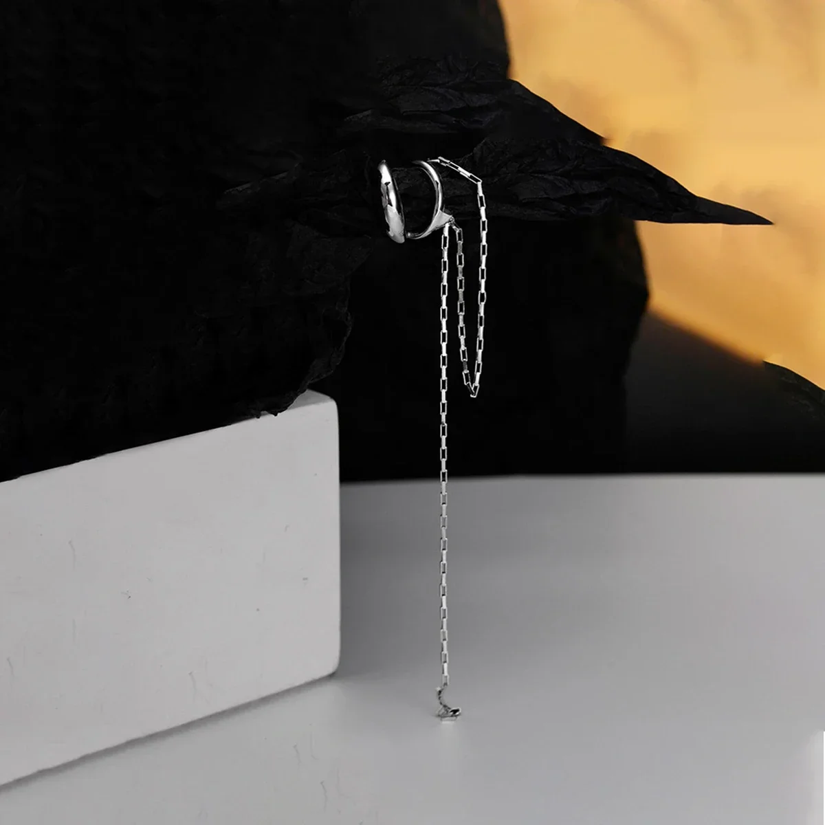 

100% S925 sterling silver long tassel earrings, multi-layer unperforated hook clip earrings, women's simple jewelry gift