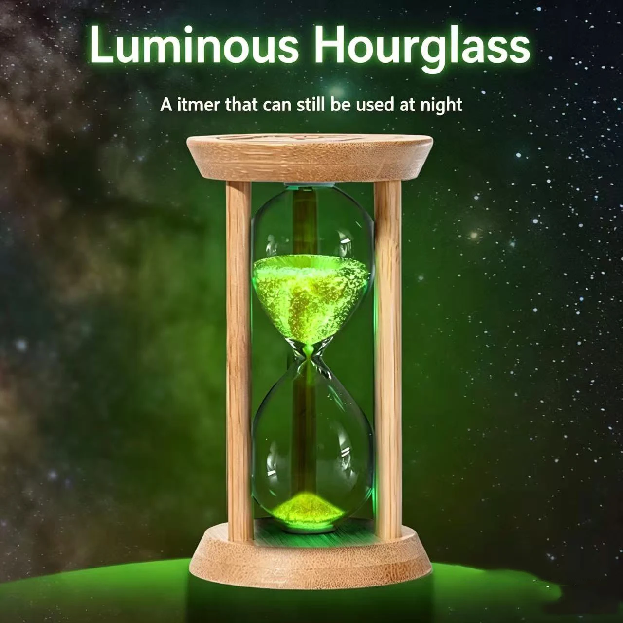Mini Luminous Glass Hourglass with Quick Sand Timer for Kids Children's Brushing Reminder Small Ornamental Hourglass Gift for