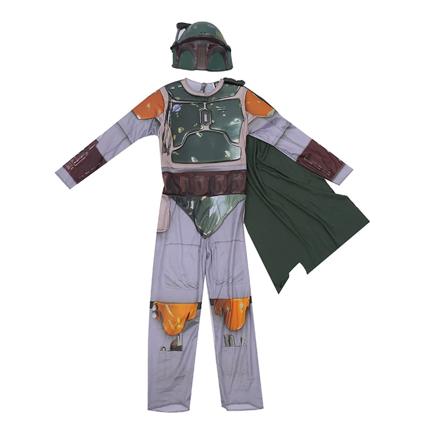 Boba Fett Cosplay Costume di Halloween per bambini Anime armi Boba Fett Bounty Hunter mantello tute vestiti di carnevale maschera per casco