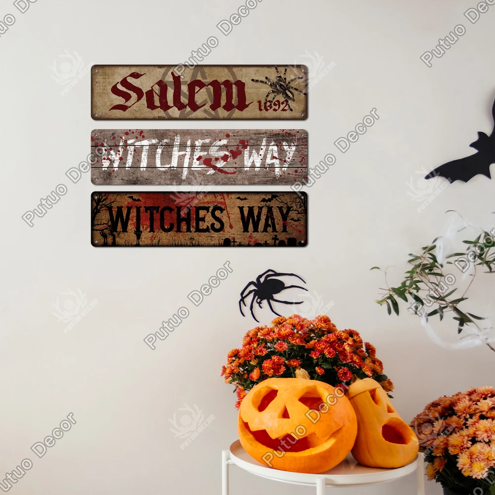 Putuo Decor  Happy Halloween Vintage Metal Tin Sign, Halloween Gift, Wall Art Decor for Home Living Room Bar Pub Club