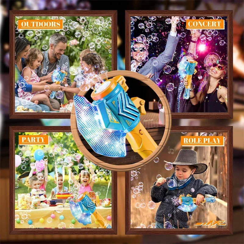 ขวานไฟฟ้า Bubble Gun Bubbles Stick Light เป่าของเล่นอัตโนมัติเต็มรูปแบบเครื่องเป่าลมสบู่ปาร์ตี้เกมกลางแจ้งเด็กของขวัญ