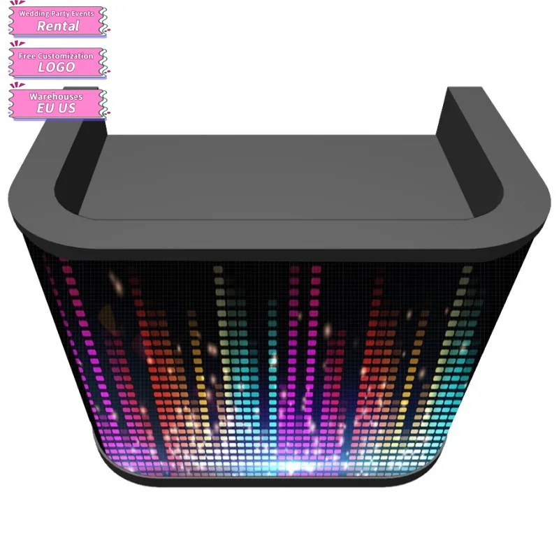 Curve LED Display DJ Booth Bar Table with LED Display for Electronic Music Festivals for Nightclubs and Parties