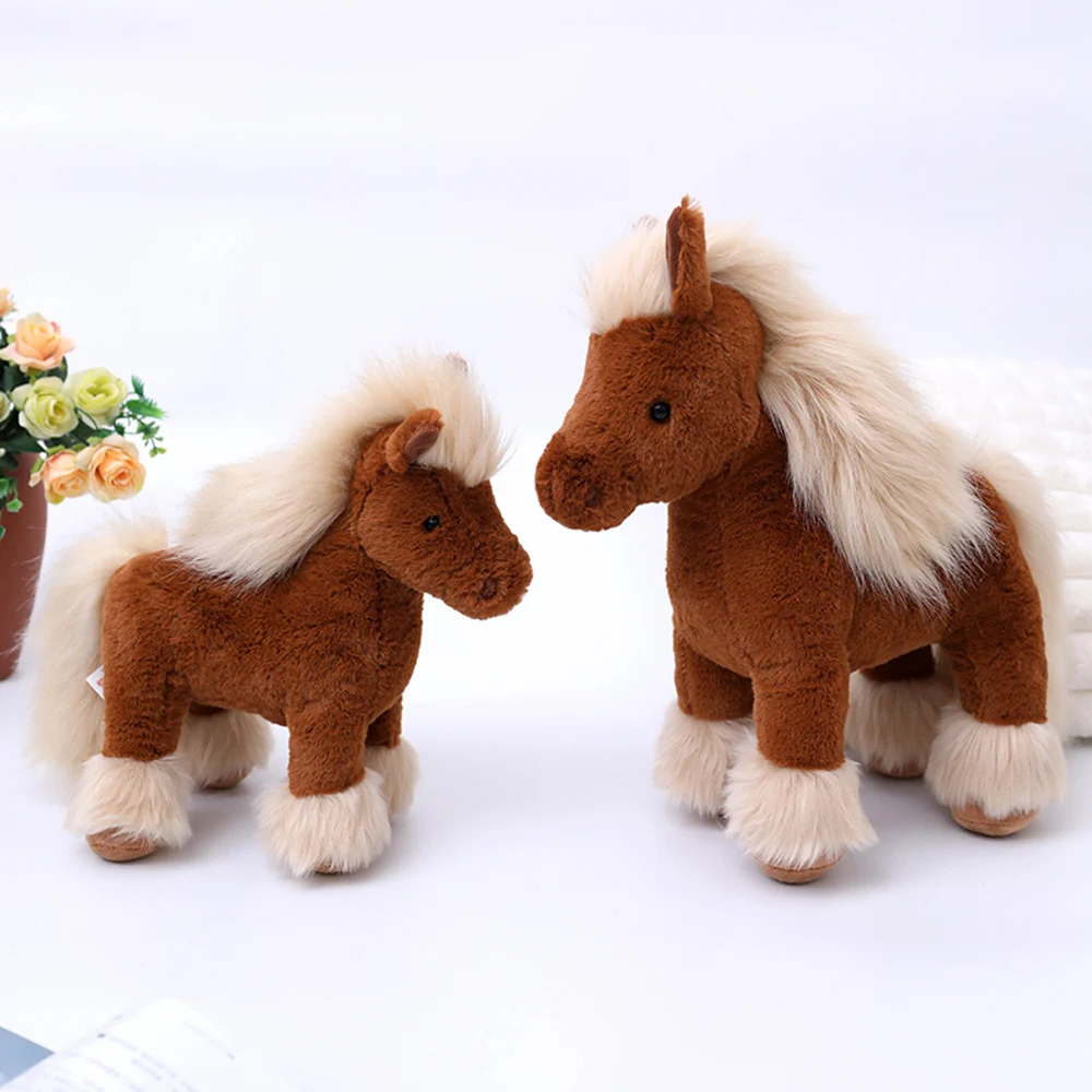 Simulated Fluffy Horse Plush Toys Lifelike Paint Horse Stuffed Soft Real Life Dolls Toys for Children Birthday Gifts for Kids