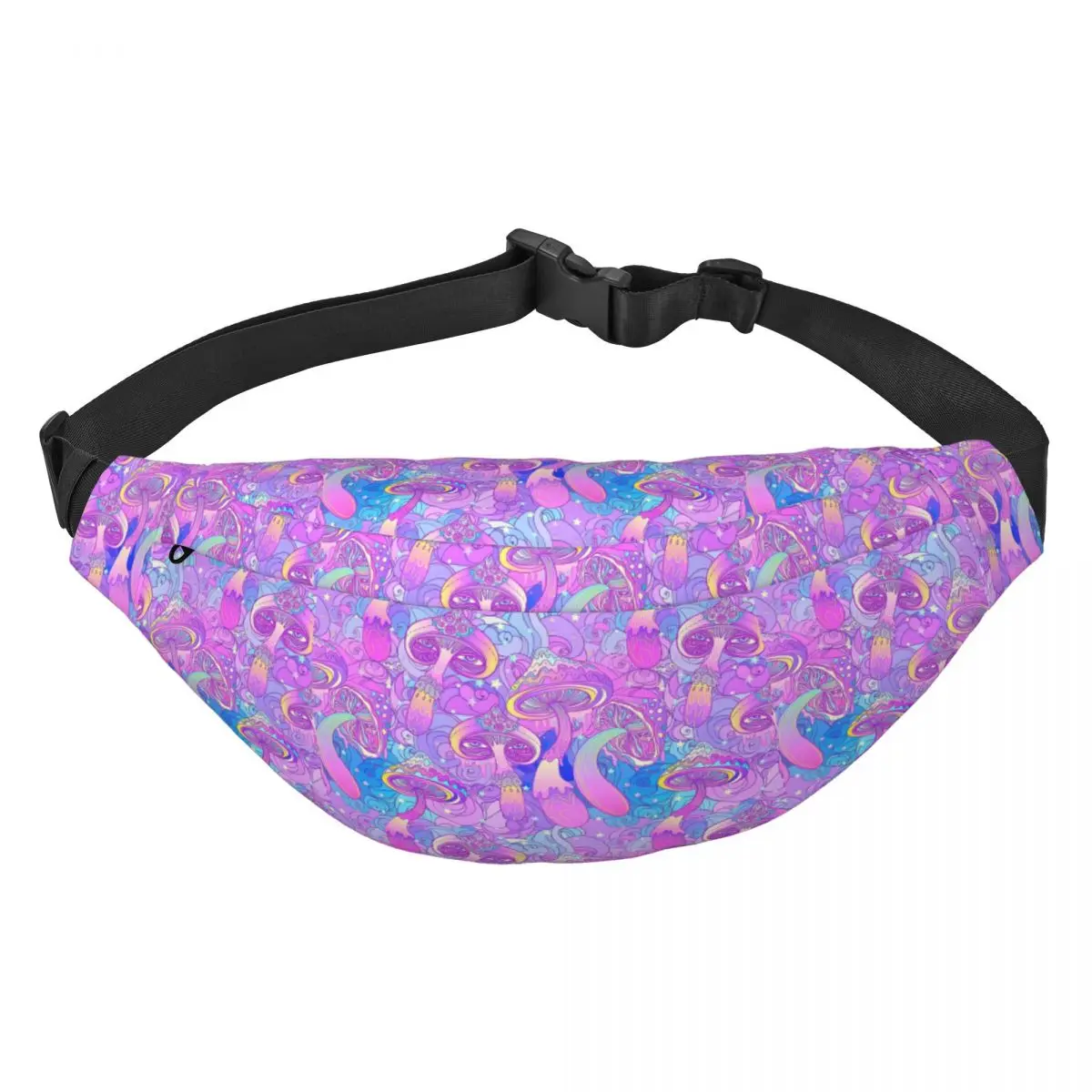 

Psychedelic Magic Mushrooms Print Fanny Pack Men Women Custom Sling Crossbody Waist Bag for Cycling Camping Phone Money Pouch