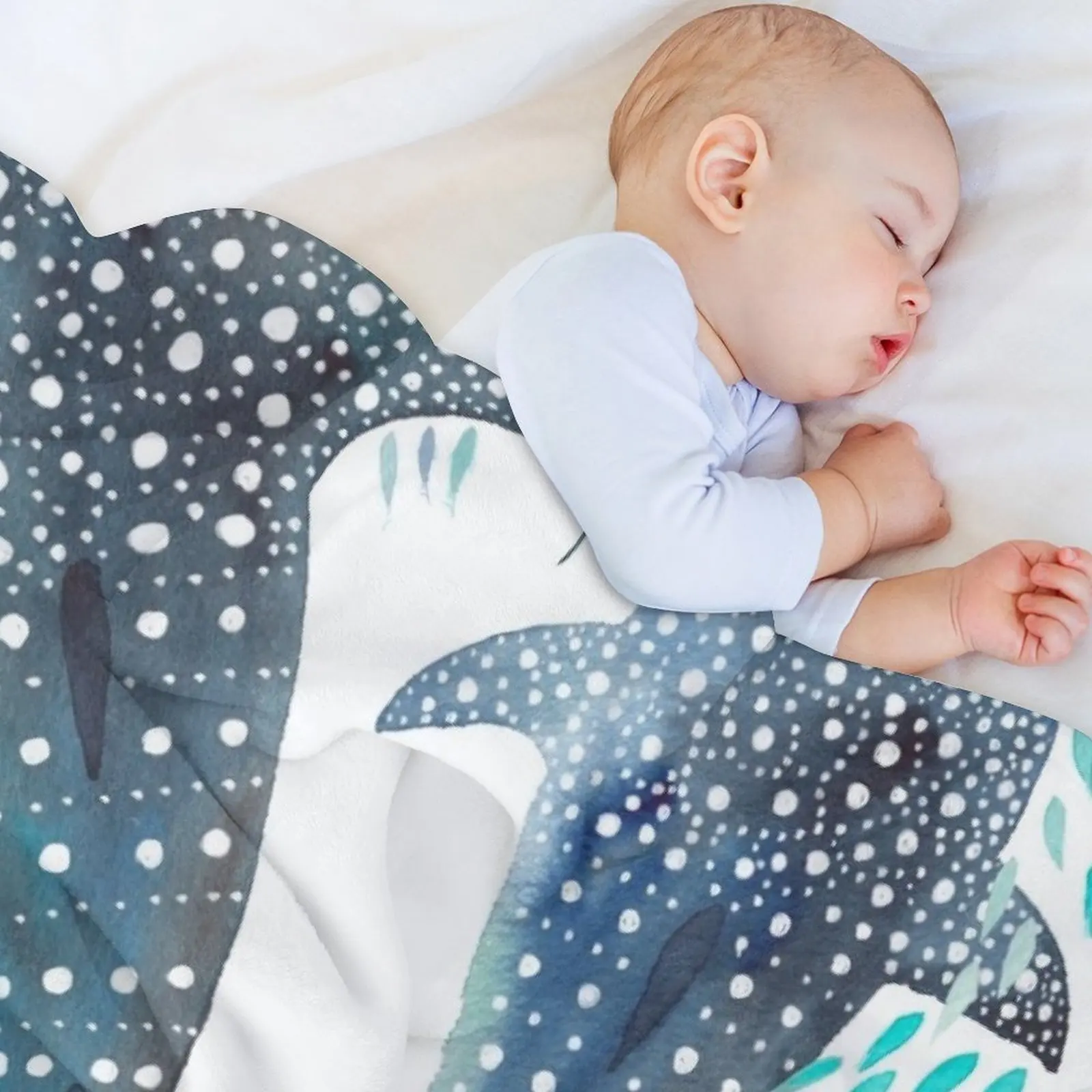 Whale Shark, Ray & Sea Creature Play Print coperte da tiro coperte per coperte regalo personalizzate per bambini in flanella