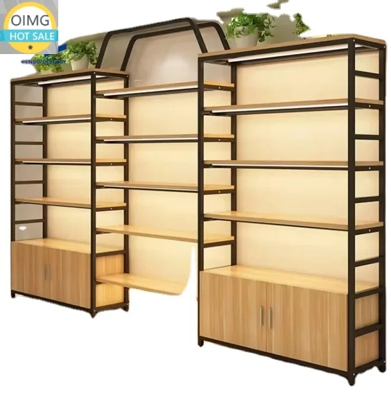 Salon Furniture French White High Gloss Wooden Display Rack Shelf Cabinet for Nail Polish Big Capacityt for Sale