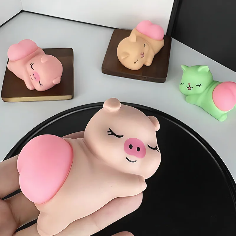 Juguete para apretar a tope de gatito, cerdito súper bonito, divertido adorno de escritorio elástico a tope, Animal bonito, pellizco, juguete creativo para aliviar el estrés
