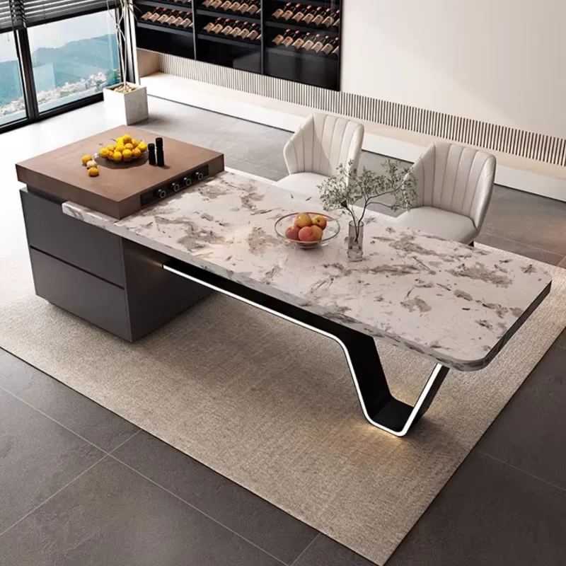 Organizer Storage Dining Table Functional Centerpiece Modern Restaurant Tables Extensible Island Mesa Comedor Home Furniture
