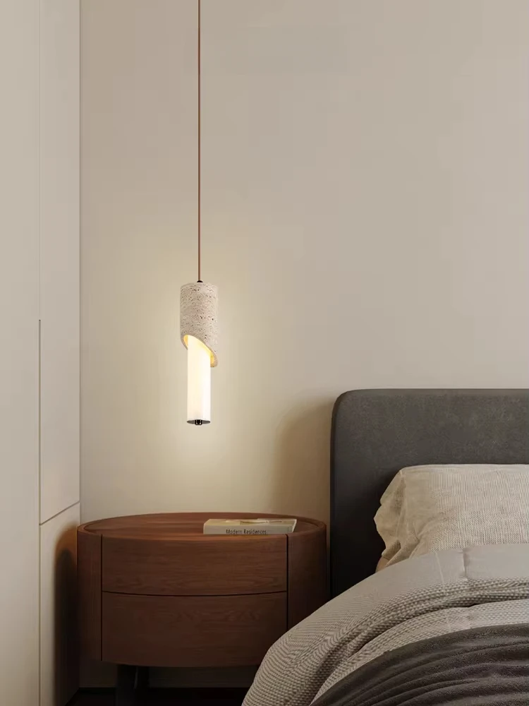 Yellow Cave Stone Pendant Lamp Retro LED Light for Bedroom Bedside Dining Room Bar Counter - Hanging Line Home Decor