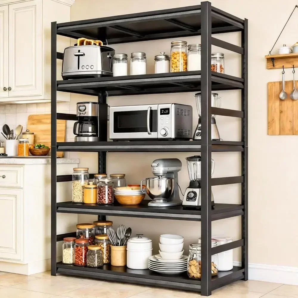 

Kitchen Storage Shelves, Pantry Organizers and Storage Bakers Rack, 5 Tier Adjustable Metal Shelving 3000Lbs Pantry Organization