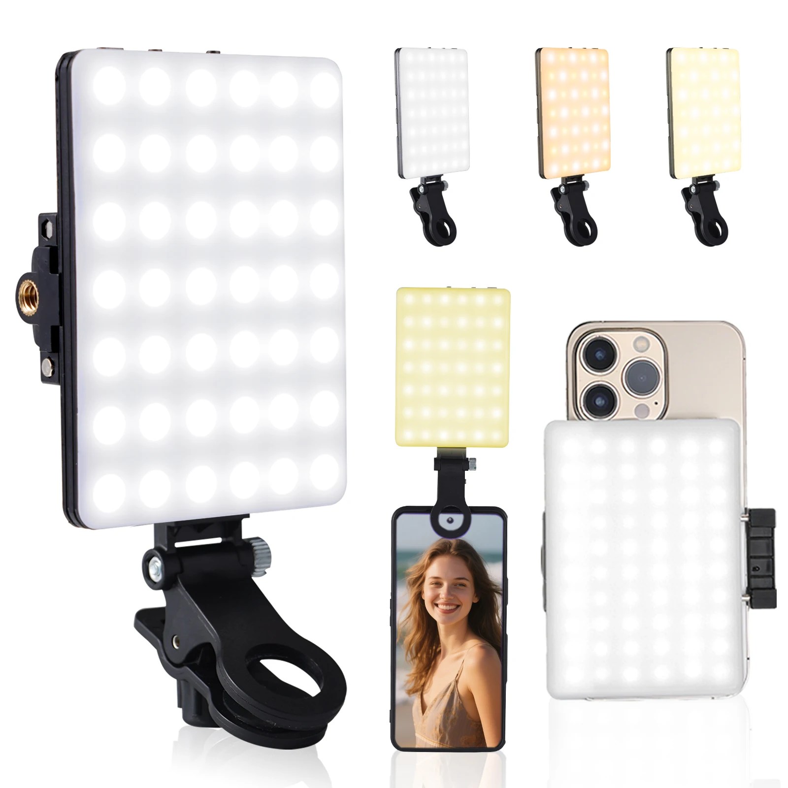 

Светодиодный светильник VL60 Pro с зажимом, 3-цветная регулировка яркости, перезаряжаемый через USB-C для прямой видеоконференции в телефоне