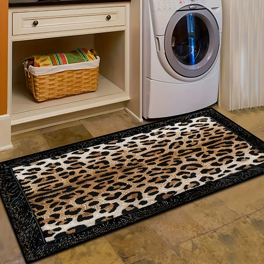 VIKAMA Leopard Print Hallway Mat Runner Rug Rug For Bedroom Bedside Rug Carpet For Live Room Laundry Rooms Floor Mat Home Decor