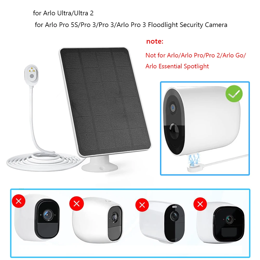 4W/6W 5V Solar Panel Charge IP65 Weatherproof Solar Cell Panel Adjustable Wall Mount with 3m Charging Cable for Arlo Pro 5S/4/3 view 2