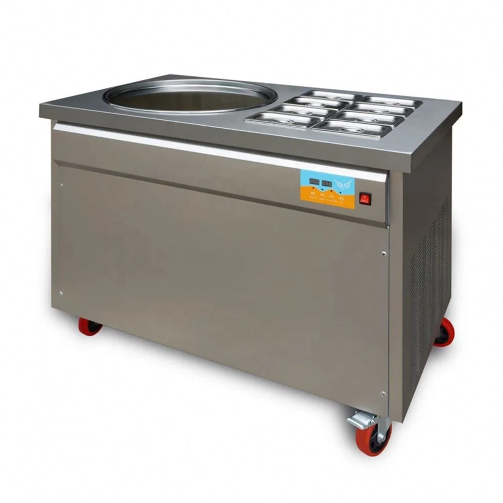 

High Production Flat Pan Fried Ice Cream Machine Double Pan Fried Ice Cream Making Machine