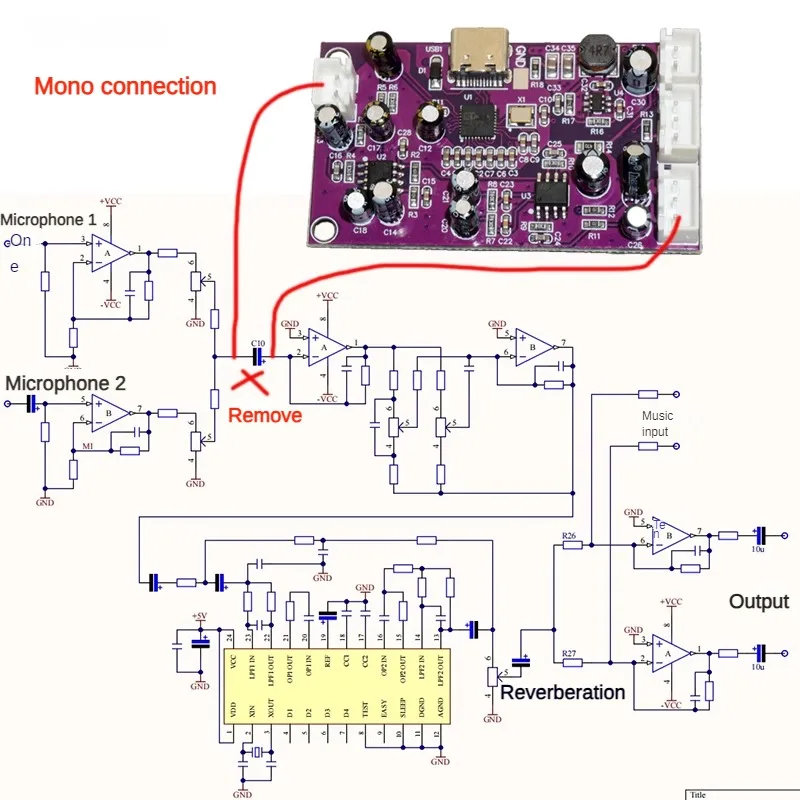 Digital DSP Reverb Module for Computer-Adjusted Audio Effects Mixer Amplifier Reverb Board Modification Effect Processor