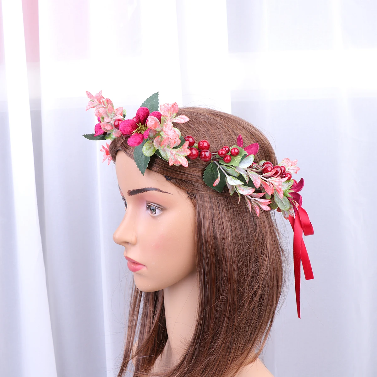

Christmas Wreath Floral Hair Garland Elegant Comfortable Wedding Bridesmaid Bridal Headband Simulation Accessory for Hair