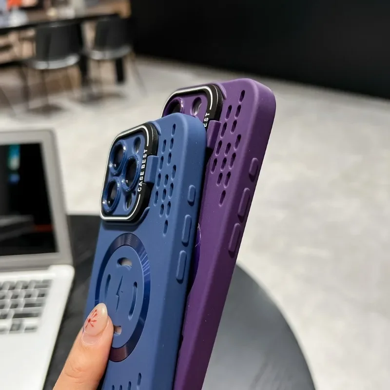 حافظة ظهر ناعمة قابلة للتنفس لهاتف آيفون 16 15 14 13 12 11 برو ماكس بلس تبريد 2026 غطاء هاتف مغناطيسي لتبديد Magsafe