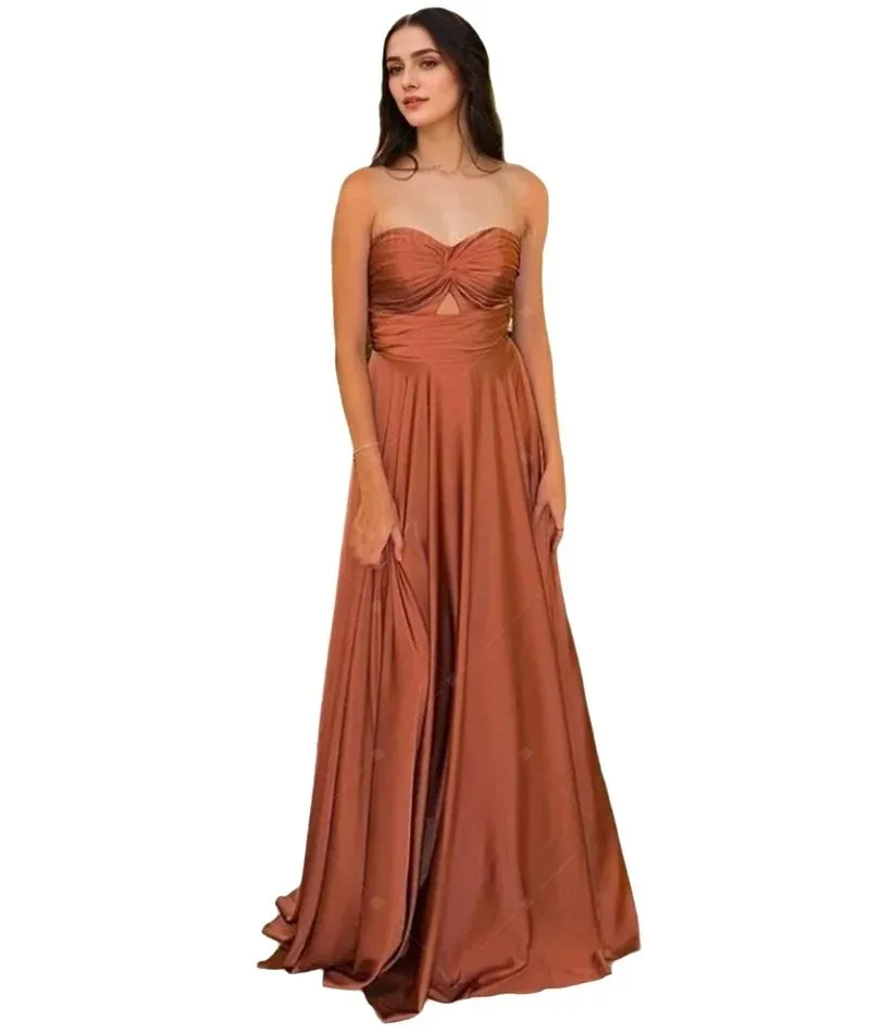 

Custom Made Off Shoulder Pleated Bridal Evening Dress Sheath Simple Side Slit Floor Length Prom Party Dress with Train Vestidos