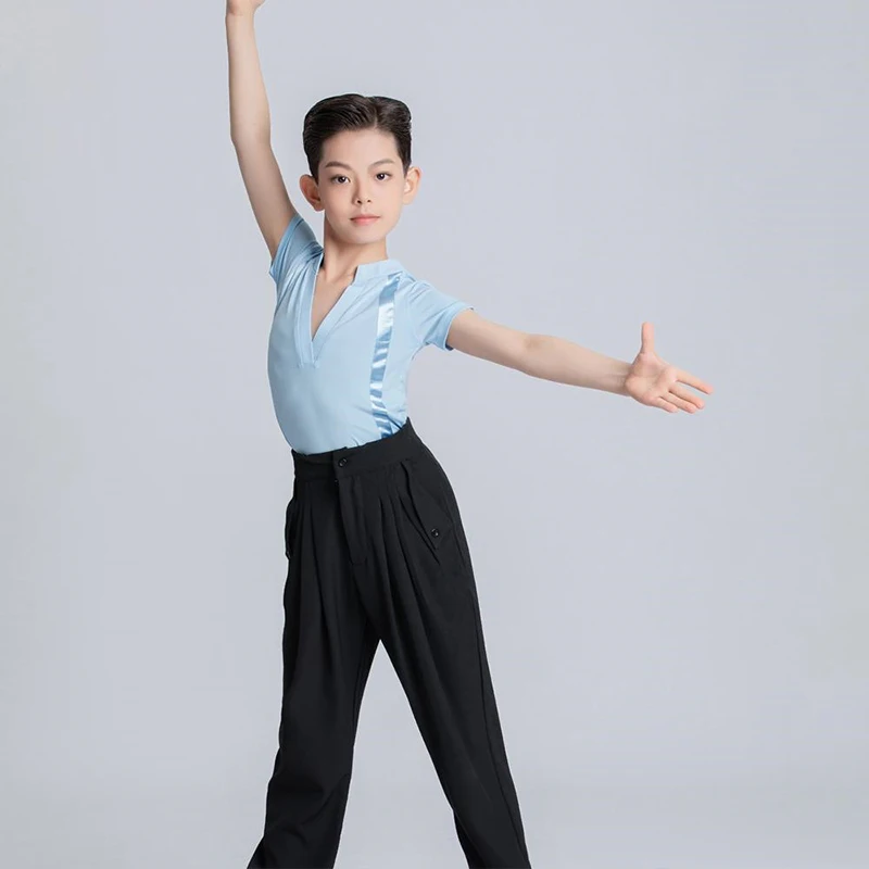 Children Latin Dance Clothes Boys Practice Clothes Waltz Competition Performance Costumes Shirt Pants Suit Samba Wear XH1159