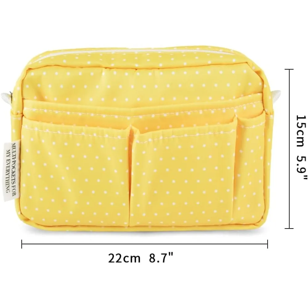 E-WEICHEN Organizer Portofolio Banyak Saku dengan Ritsleting, Tas Makeup Perlengkapan Perjalanan untuk Wanita, Alat Tulis Tahan Air Sederhana