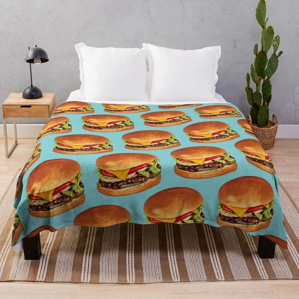 

Cheeseburger Pattern 4 - Blue Throw Blanket Summer Beddings Blankets For Sofas warm winter For Decorative Sofa Blankets
