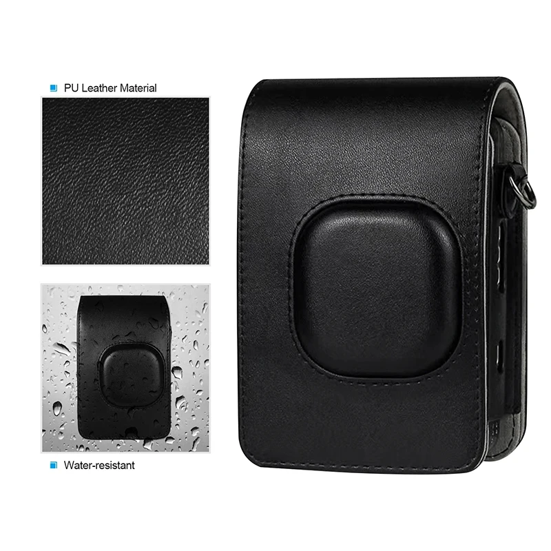 Instant Camera Case Bag Compact Size PU Leather Camera Case with Shoulder Strap Compatible with Fujifilm Fuji Instax mini LiPlay