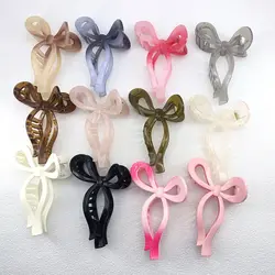1PC 13cm Simple And Versatile Hollow Streamer Bow Ties Gifts For Women and Girls Plastic Hair Claw Clip Hairpin Hair Accessories