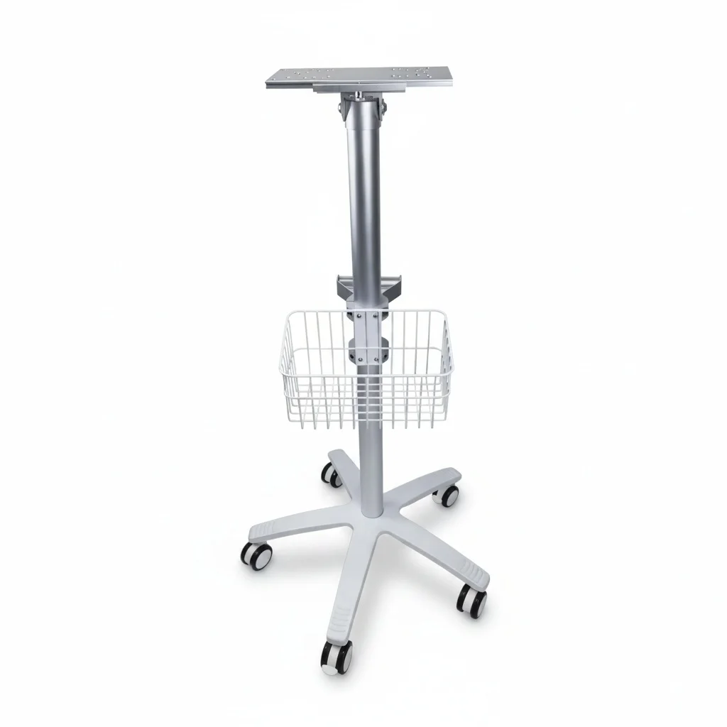 Aluminium ABS Medical Trolley, Universal Monitor Trolley with Armrest, 6.5kg Hospital Furniture Nursing Cart
