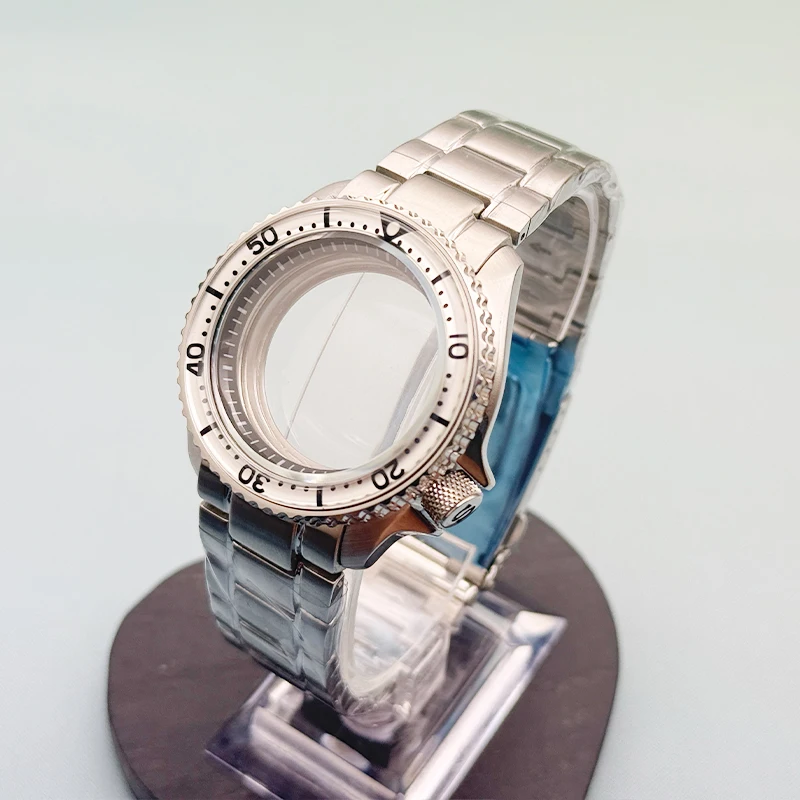 42mm Watch Case+Watch Strap Set SKX007 Case with Chapter Ring Sapphire Mirror For NH35 NH36 4R 6R Movement Transparent caseback