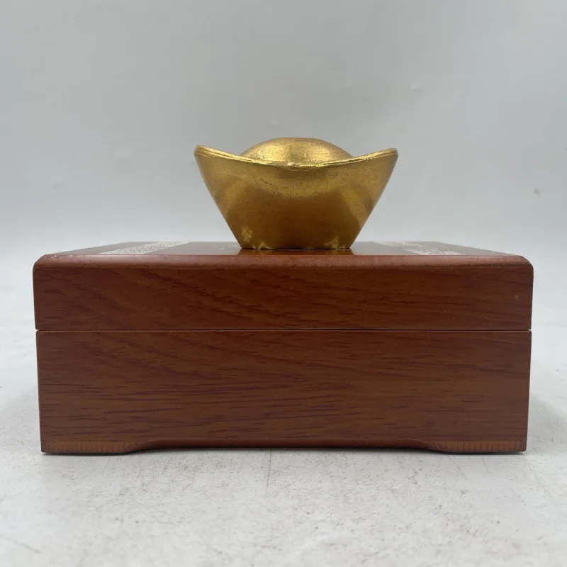 Gold Ingot Ornament for Wealth Attraction Solid Copper Ingot Brass Desktop Home Decor Craft