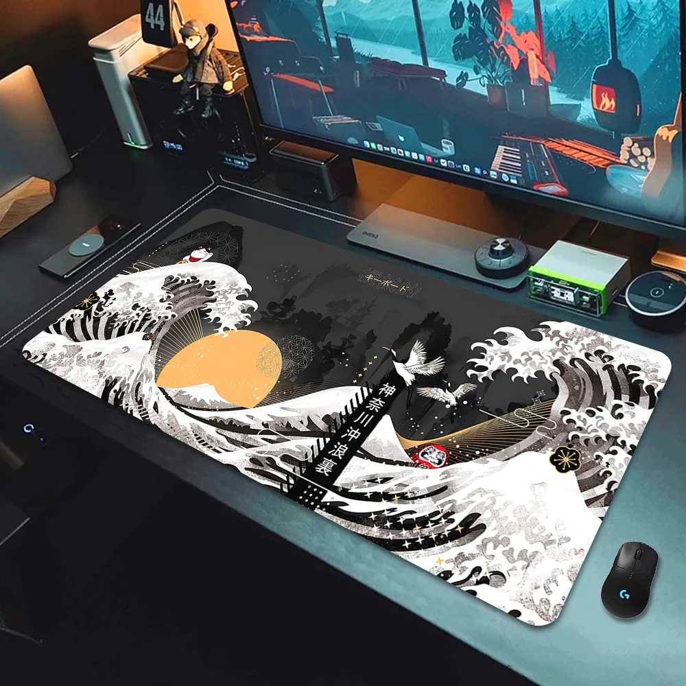 Art Mouse Pad Japan The Great Wave of Kanagawa Large Gaming Mousepad Gamer Keyboard Mouse Mats Office Computer Big Desk Mat Xxl