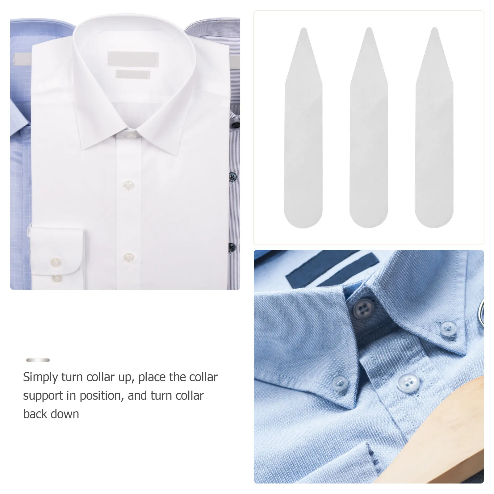 300Pcs Collar Stay Transparent Heat Resistant Shirt Collar Support Plastic Stiffener for Men Women Formal Casual