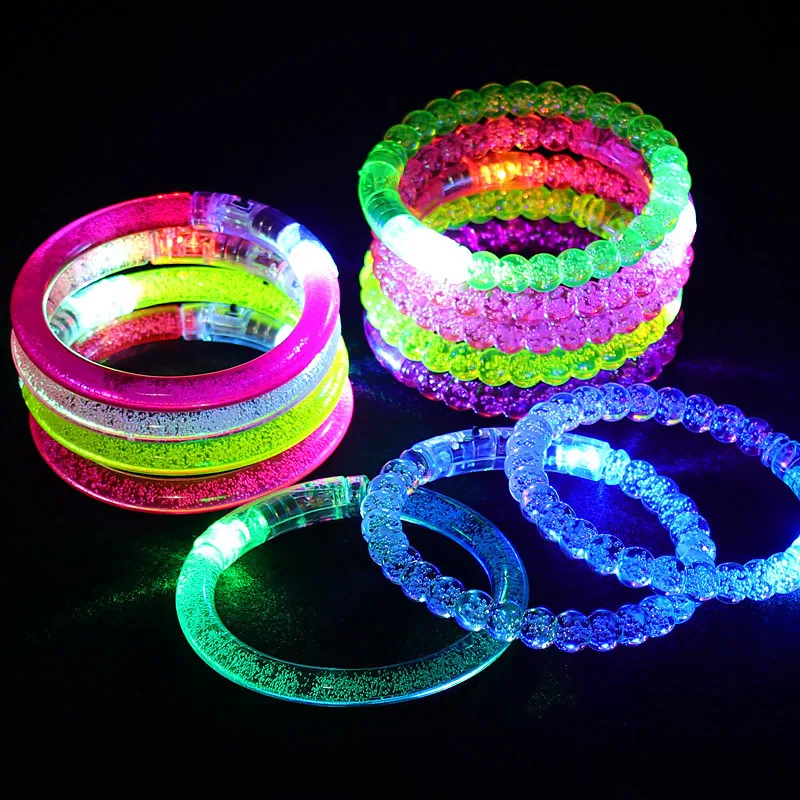 1PC Flash Dance Bracelets Wristbands LED Flashing Wrist Glow Bangle In Dark Wedding Decoration pulseras luminosas fluorescentes