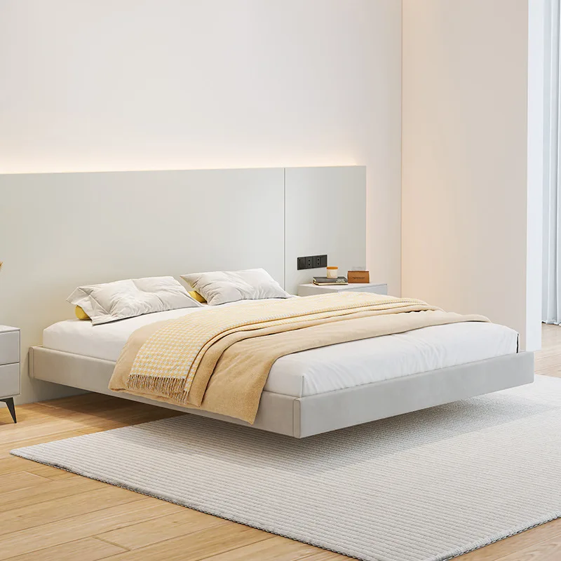 Скандинавский, простой, главная спальня, подвесная кровать, двуспальная, светлая роскошь, современный, бархат