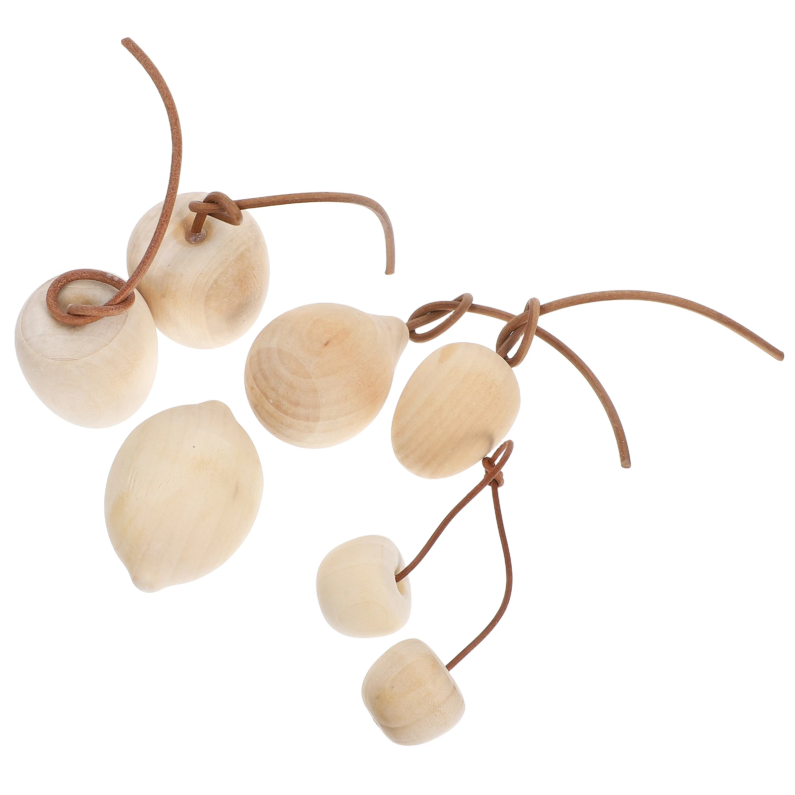 

6pcs Fruit Wood Embryo Pendant Home Decor Craft Supplies Unfinished Wooden Fruits Hanging Ornaments DIY Models Christmas