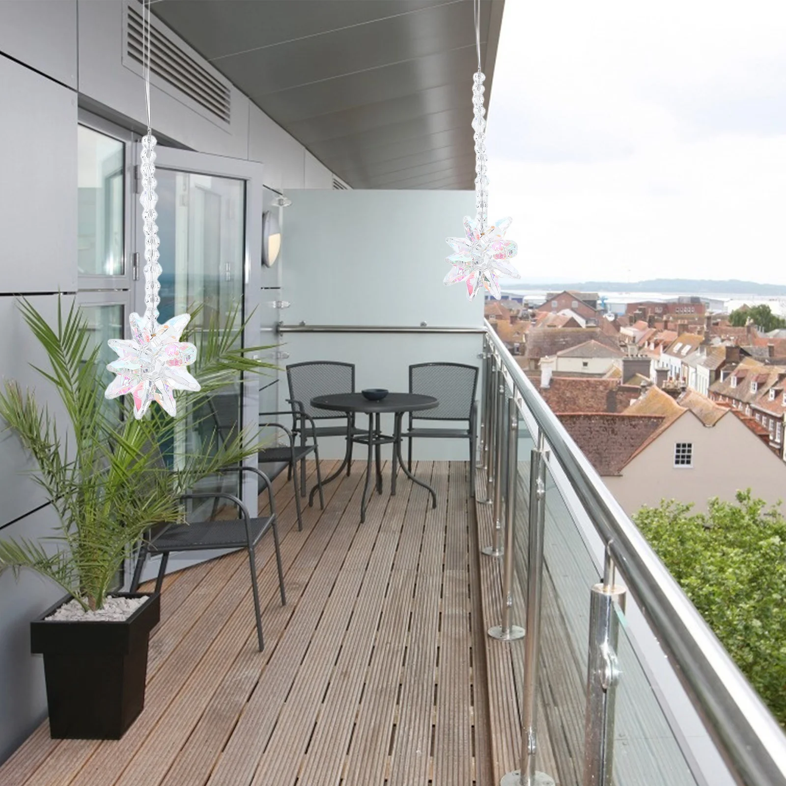 

2Pcs Crystal Sun Catcher Prism Hanging Ornament Flower Design Window Catcher for Home Car Interior Brightness Enhancement