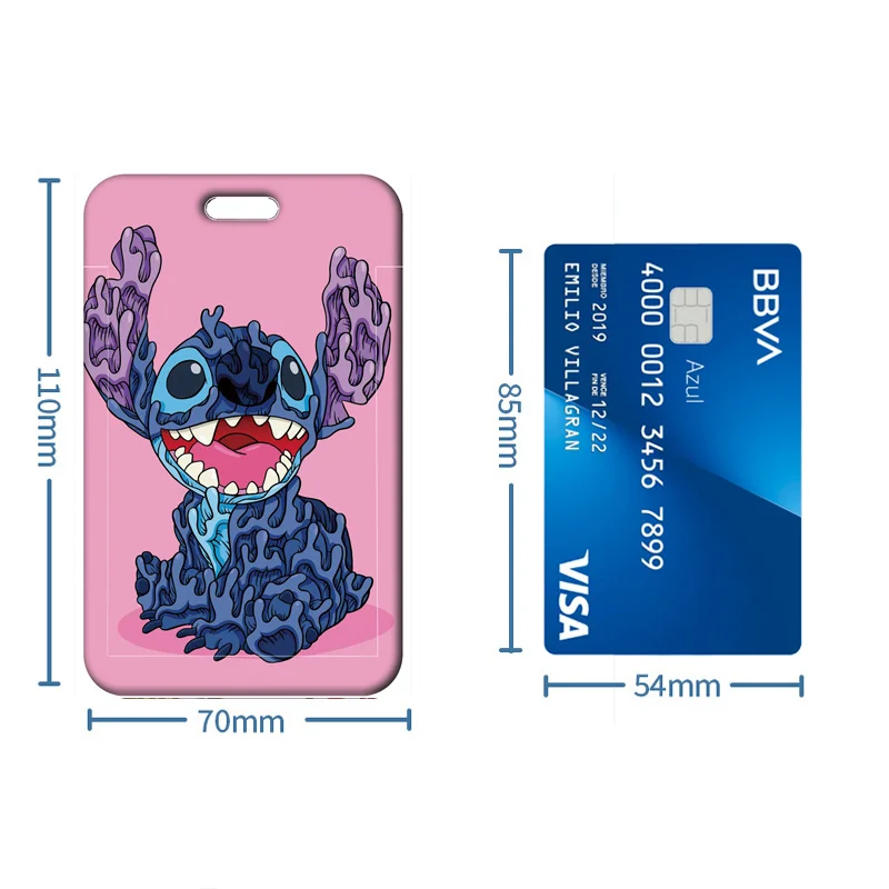 Disney Stitch Card Holder Lanyard Keychain Cartoon Door Card Case Neck Strap ID Credential Holder Key Accessories for Girls Boys