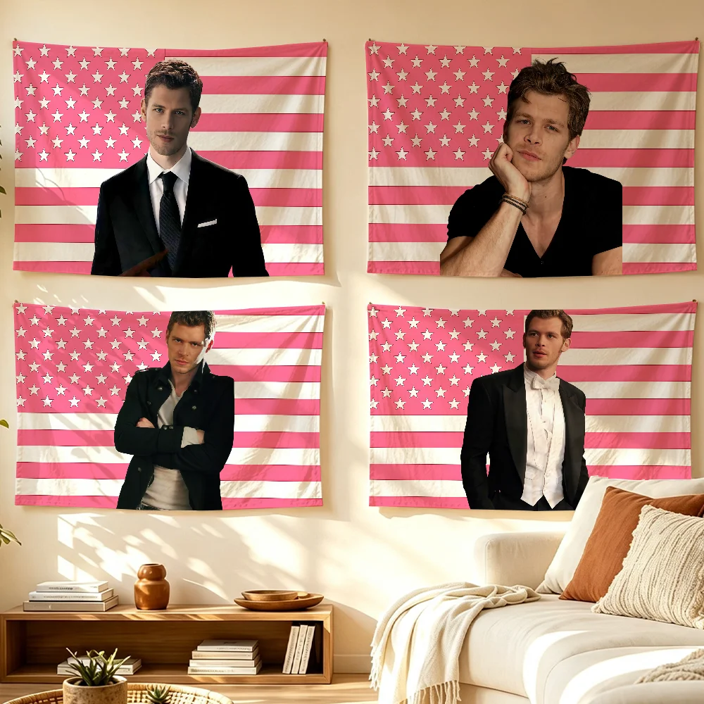 Actor J-Joseph Morgan Pink American flag Room Decoration Wall Tapestry Hanging Aesthetic Bedrooms Advertising Banner