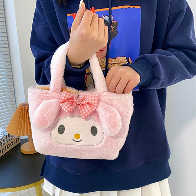 Sanrio-Bolso de peluche Kawaii Kuromi para niñas, Mini bolsa de animales de peluche de Anime, novedad